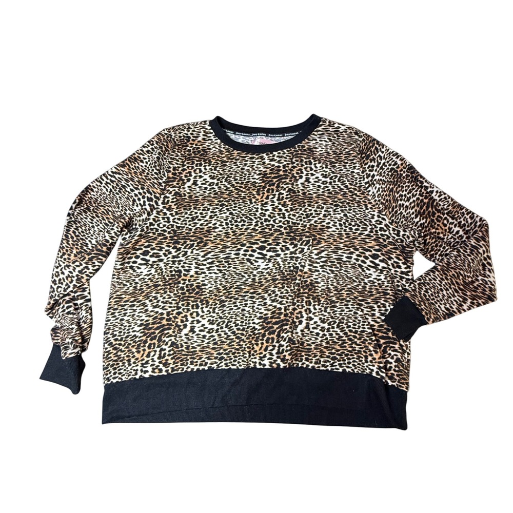 Juicy Couture Leopard Print Sleepwear Top Comfy‎ Loungewear Pullover Size L